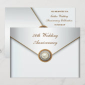 Elegant Pearl Gold 50th Wedding Jubileum Kaart (Voorkant / Achterkant)