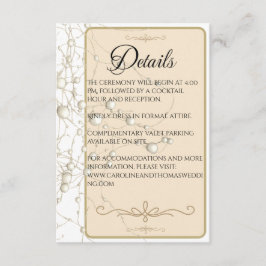 Elegant Pearl Gold Script Wedding Romantic Pearls Informatiekaartje