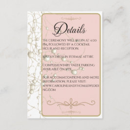 Elegant Pearl Gold Script Wedding Romantic Pearls Informatiekaartje