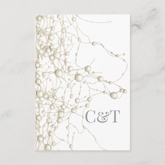 Elegant Pearl Gold Script Wedding Romantic Pearls Informatiekaartje (Achterkant)