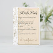 Elegant Pearl Gold Script Wedding Romantic Pearls RSVP Kaartje (Staand voorkant)