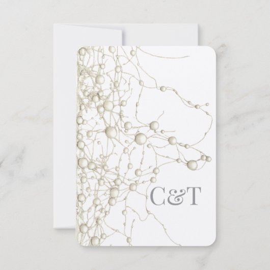 Elegant Pearl Gold Script Wedding Romantic Pearls RSVP Kaartje (Achterkant)