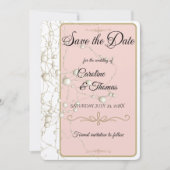 Elegant Pearl Gold Script Wedding Romantic Pearls Save The Date (Voorkant)