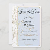 Elegant Pearl Gold Script Wedding Romantic Pearls Save The Date (Voorkant)