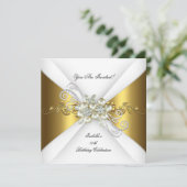 Elegant Pearl Gold Silver Diamond Birthday 2 Kaart (Staand voorkant)