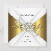 Elegant Pearl Gold Silver Diamond Birthday 2 Kaart (Voorkant)