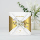 Elegant Pearl Gold Silver Diamond Birthday A Kaart (Staand voorkant)