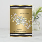 Elegant Pearl Gold Silver Diamond Birthday Party 7 Kaart (Staand voorkant)