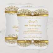 Elegant Pearl Gold White Silver Birthday Party Kaart (Voorkant / Achterkant)
