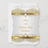 Elegant Pearl Gold White Silver Birthday Party Kaart (Achterkant)