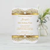 Elegant Pearl Gold White Silver Birthday Party Kaart (Staand voorkant)