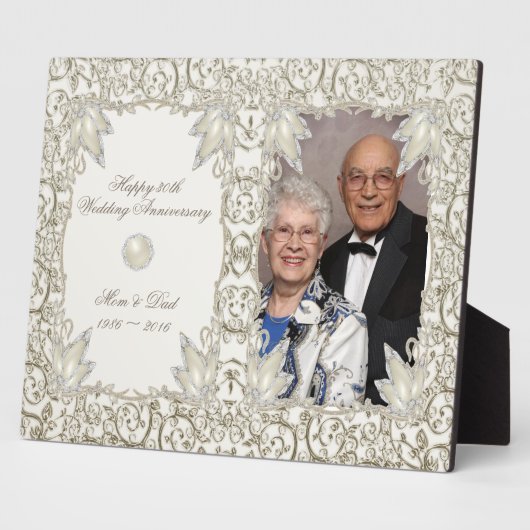 Elegant Pearl Jubileum 30th Wedding Fotoplaat (Zijkant)