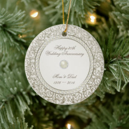 Elegant Pearl Jubileum 30th Wedding Keramisch Ornament
