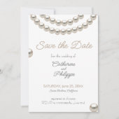 Elegant Pearl ketting Save the Date Kaart (Voorkant)