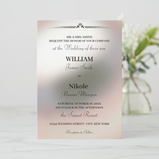 Elegant Pearl Minimalist Wedding Kaart (Staand voorkant)