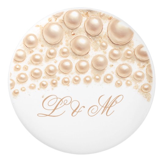 Elegant Pearl Monogram Design Luxe accenten Keramische Knop (Voorkant)