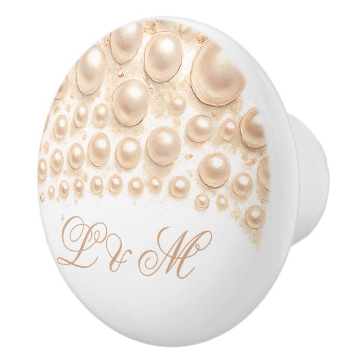 Elegant Pearl Monogram Design Luxe accenten Keramische Knop (Rechts)