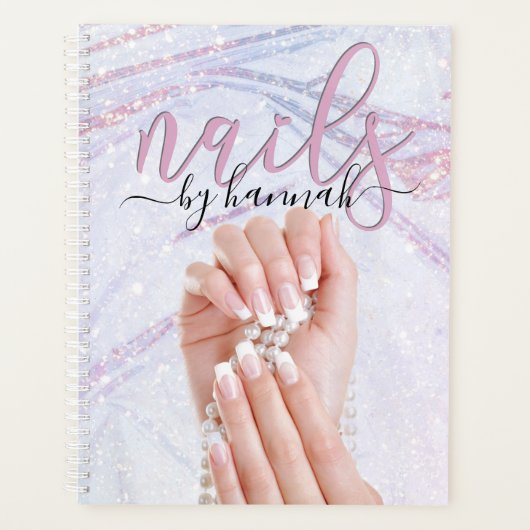 Elegant Pearl Nail Technicien Chic Appointment Planner (Voorkant)