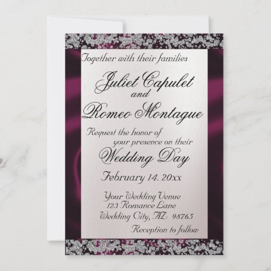 Elegant Pearl, Paarse Ribbon & Sparkle 2 Kaart (Achterkant)