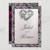 Elegant Pearl, Paarse Ribbon & Sparkle 2 Kaart (Voorkant / Achterkant)