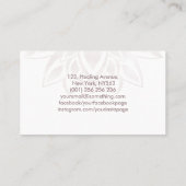 Elegant Pearl Roos Gold Glitter Lotus Flower Visitekaartje (Achterkant)