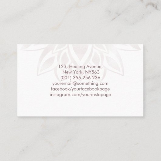 Elegant Pearl Roos Gold Glitter Lotus Flower Visitekaartje (Achterkant)