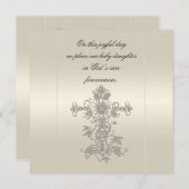 Elegant Pearl Satin Cross Baptisme Invitaties Kaart (Voorkant / Achterkant)