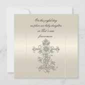 Elegant Pearl Satin Cross Baptisme Invitaties Kaart (Voorkant)