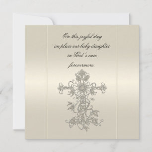 Elegant Pearl Satin Cross Baptisme Invitaties Kaart