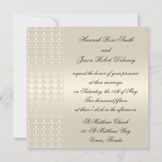 Elegant Pearl Satin Kaart (Achterkant)