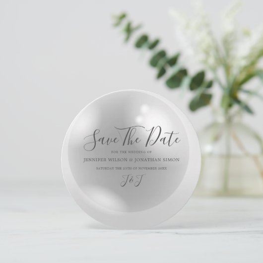 Elegant Pearl Simple Chic Save The Date (Staand voorkant)