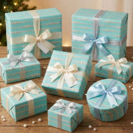 Elegant Pearl & Turquoise inpakpapier
