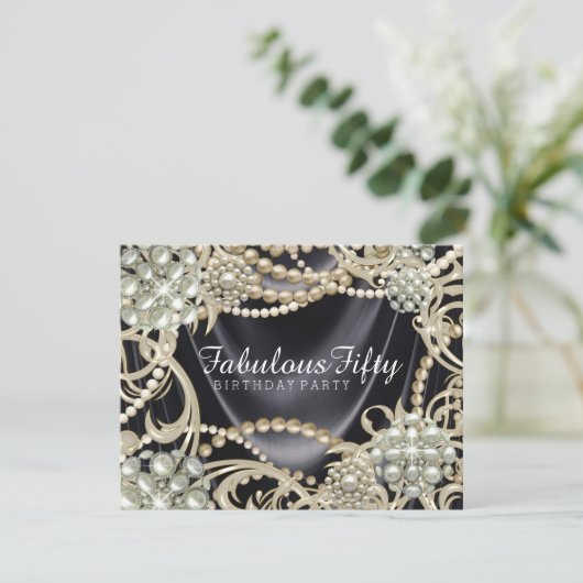 Elegant Pearl verjaardagsfeestje Kaart (Staand voorkant)