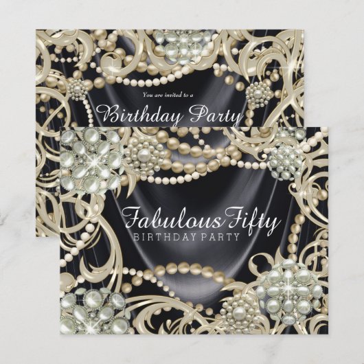 Elegant Pearl verjaardagsfeestje Kaart (Voorkant / Achterkant)