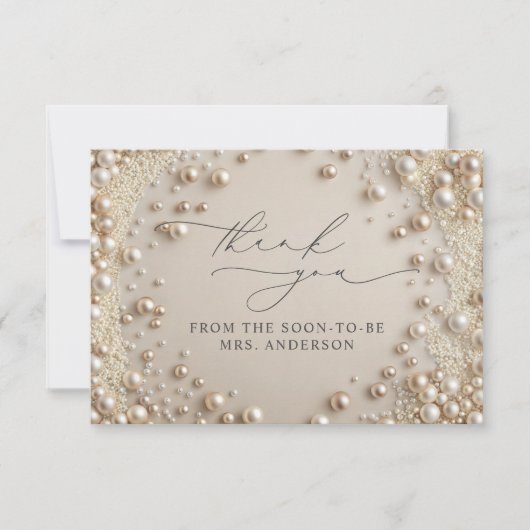 Elegant Pearl Vrijgezellenfeest Dank u kaart (Voorkant)