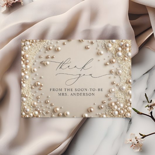 Elegant Pearl Vrijgezellenfeest Dank u kaart
