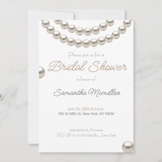 Elegant Pearl Vrijgezellenfeest Kaart (Voorkant)