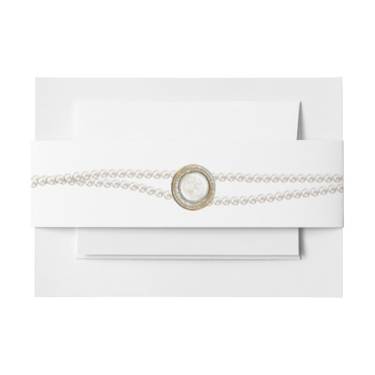 Elegant Pearl Wedding Invitation Belly Band Uitnodigingen Wikkel (Voorkant Voorbeeld)