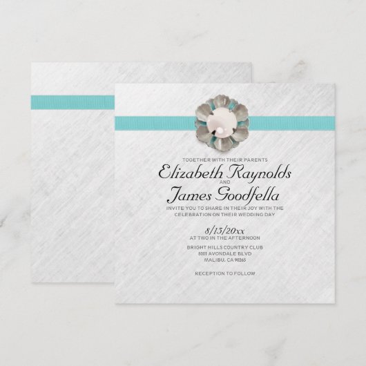 Elegant Pearl Wedding Invitations Kaart (Voorkant / Achterkant)