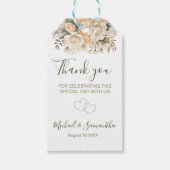 Elegant Pearl White en Ivoor Roos bruiloft Cadeaulabel (Voorkant)