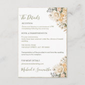 Elegant Pearl White en Ivoor Roos bruiloft Informatiekaartje (Voorkant)