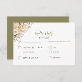 Elegant Pearl White en Ivoor Roos bruiloft RSVP Kaartje