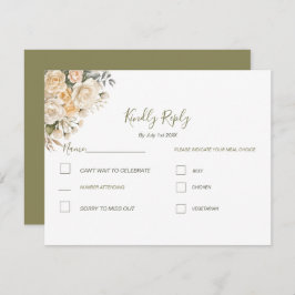 Elegant Pearl White en Ivoor Roos bruiloft RSVP Kaartje