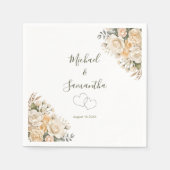 Elegant Pearl White en Ivoor Roos bruiloft Servet (Voorkant)