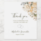 Elegant Pearl White en Ivoor Roos bruiloft Wijn Etiket (Enkel label)