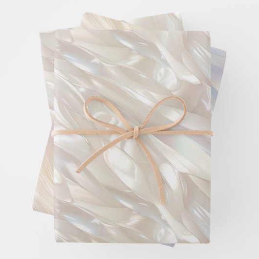 Elegant Pearl White Shell Abstract Inpakpapier Vel (In situ)