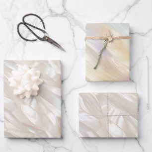Elegant Pearl White Shell Abstract Inpakpapier Vel