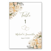 Elegant Pearl Wit en Ivoor Roos Trouwbord Kaart (Achterkant)