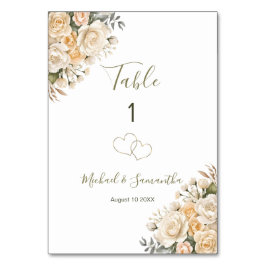 Elegant Pearl Wit en Ivoor Roos Trouwbord Kaart