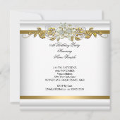 Elegant Pearl Yellow Gold Silver Diamond Birthday Kaart (Achterkant)